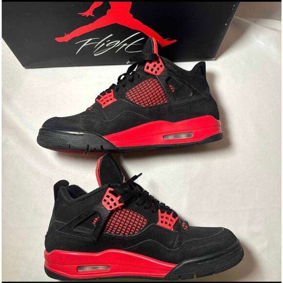 Size 8.5 - Nike Air Jordan 4 Retro Red Thunder Men's Shoes - Picture 3 of 11